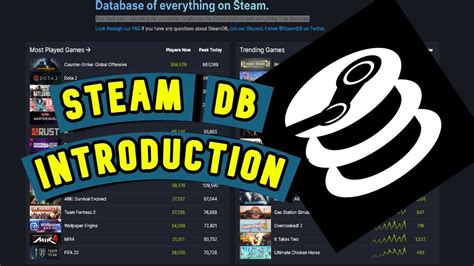 Stea db - Steam Charts. by SteamDB. High-resolution Steam charts with concurrent player counts for all Steam games, including historic data. We update data and charts for the current top 800 games every 5 minutes, and the rest every 10 minutes.